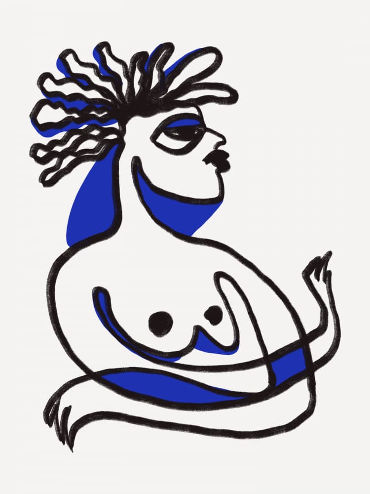 Striking Blue Woman Portrait by Little Dean — canvas wall art
