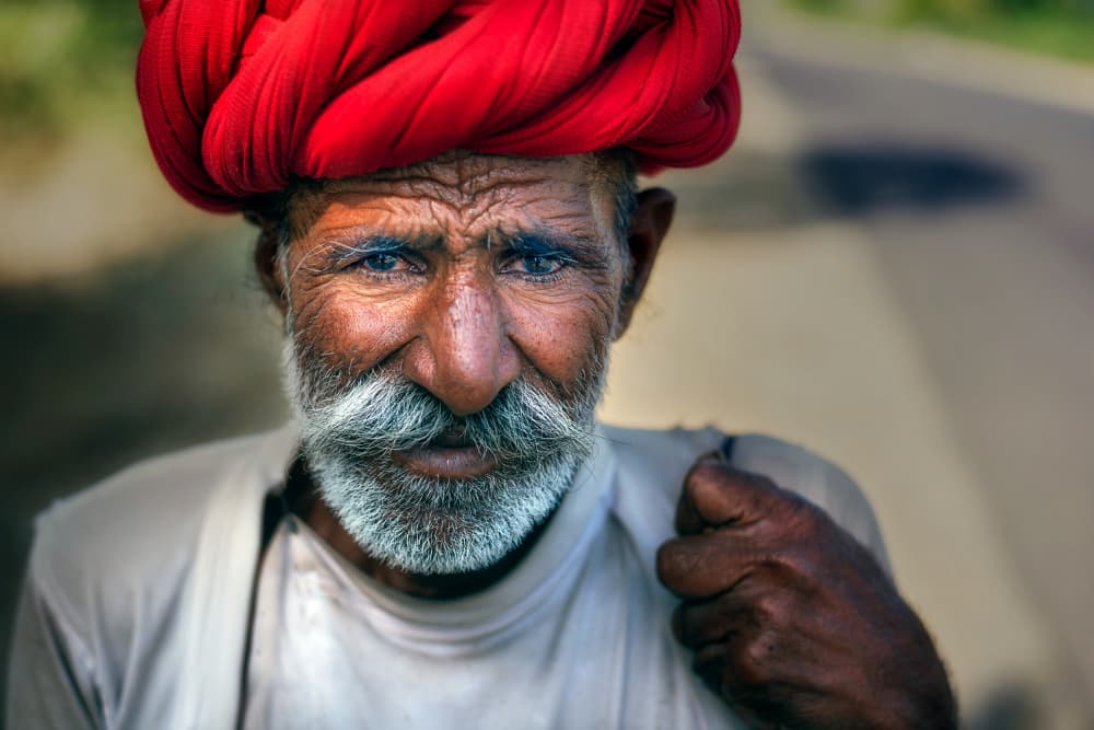 Old Man Red Turban by Vivek Kalla — canvas wall art