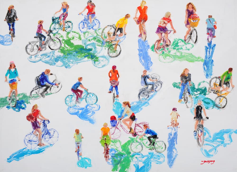 Vibrant Cycling Scene by Jukyong Park — canvas wall art
