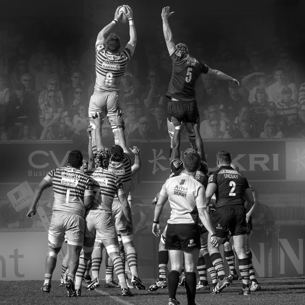 Rugby Lineout Action by Peter Sticza — canvas wall art