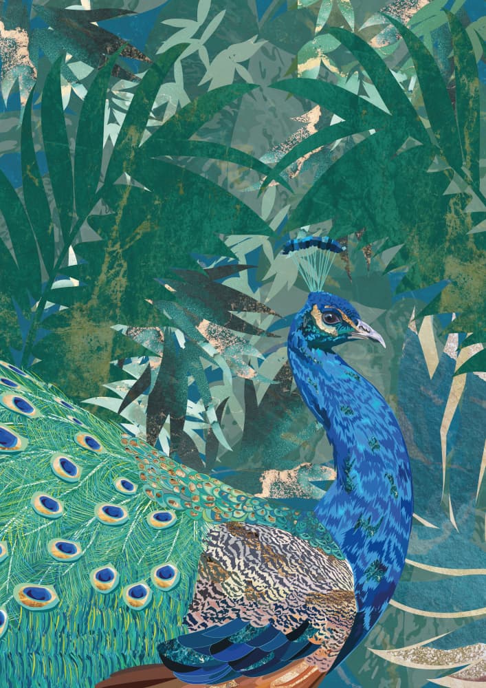 Vibrant Jungle Peacock by Sarah Manovski — canvas wall art