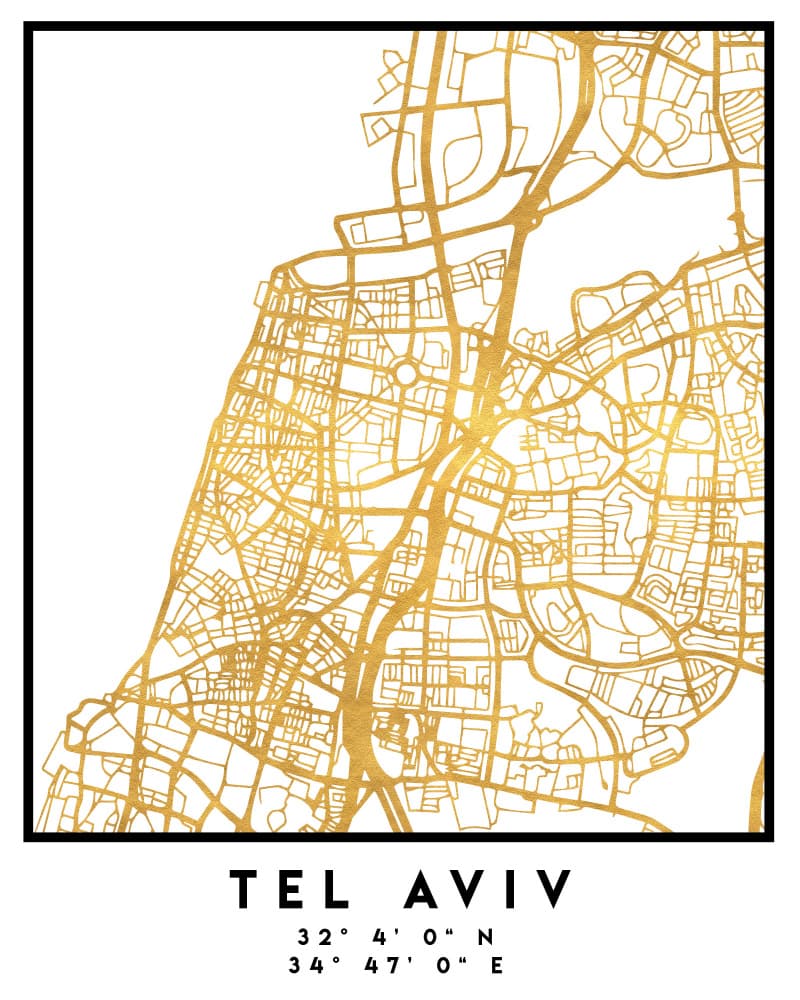 Tel Aviv Gold Map by Emiliano Deificus — canvas wall art