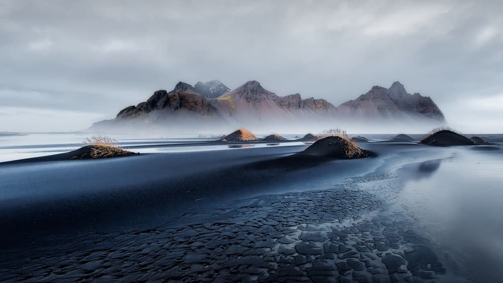 Misty Mountain Beach by Javier de la Torre — canvas wall art