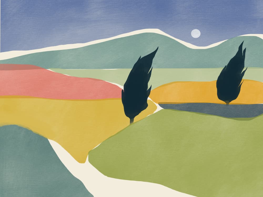 Colorful Rolling Hills by Little Dean — canvas wall art