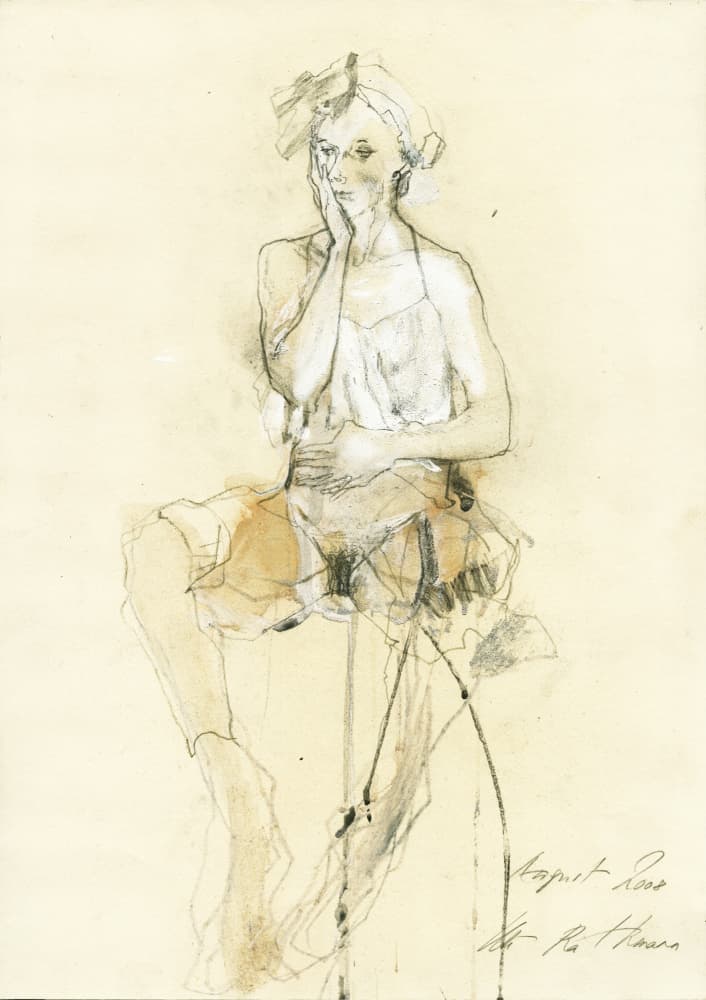 Pensive Seated Woman by Ute Rathmann — canvas wall art