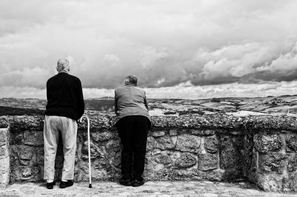 Two Seniors Quiet Landscape by Raffaele Maglione — canvas wall art