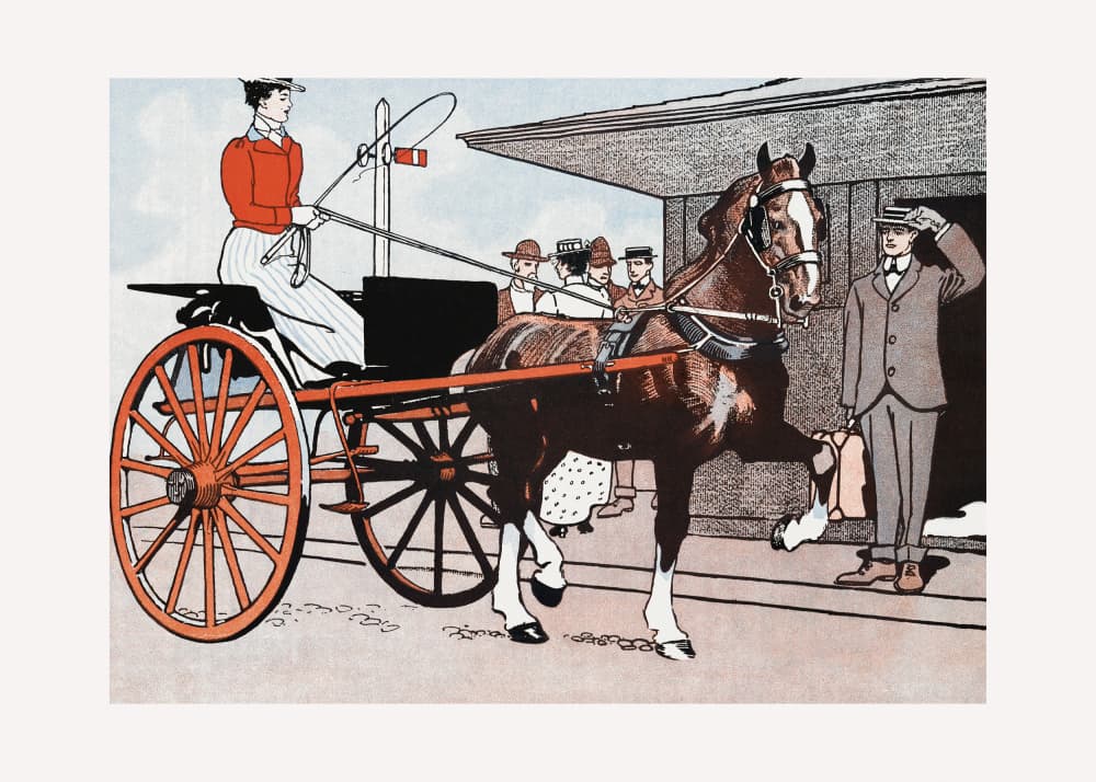 Woman In a Horse Carriage (ca. 1890–1907) by Edward Penfield — canvas wall art