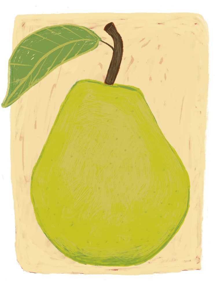 Big green pear by Sharyn Bursic — canvas wall art