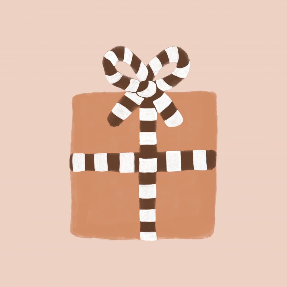 Festive Striped Gift Box by Orara Studio — canvas wall art
