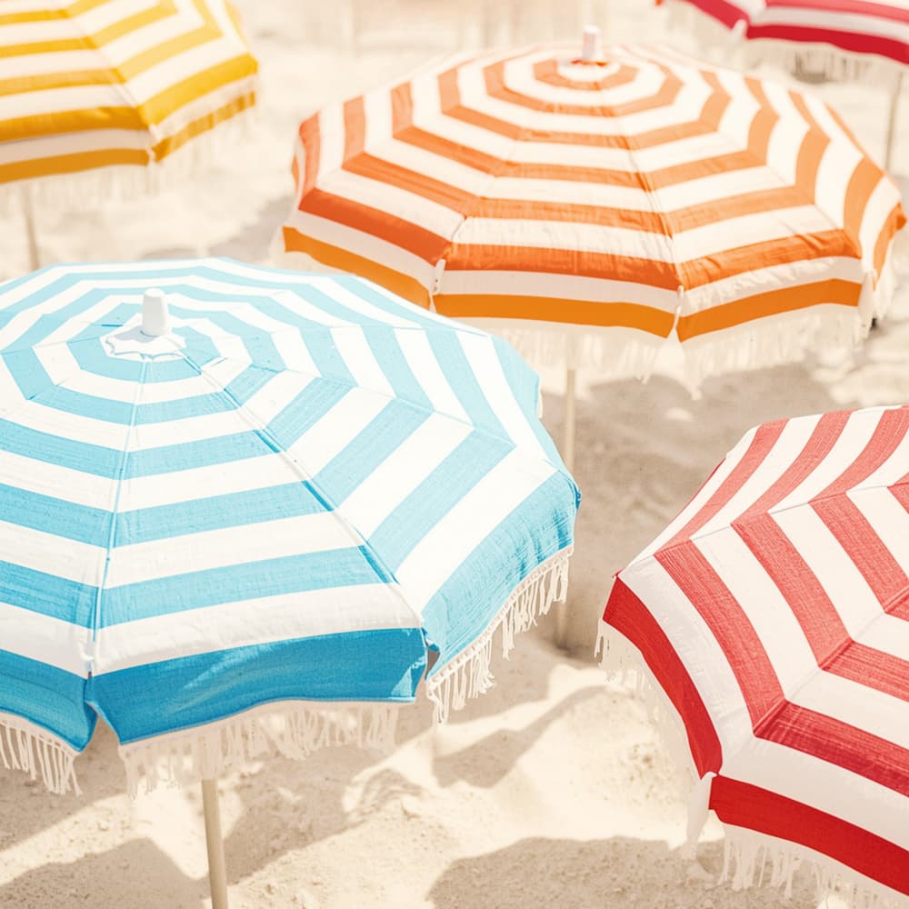 Colorful Beach Umbrellas by Ohkimiko — canvas wall art