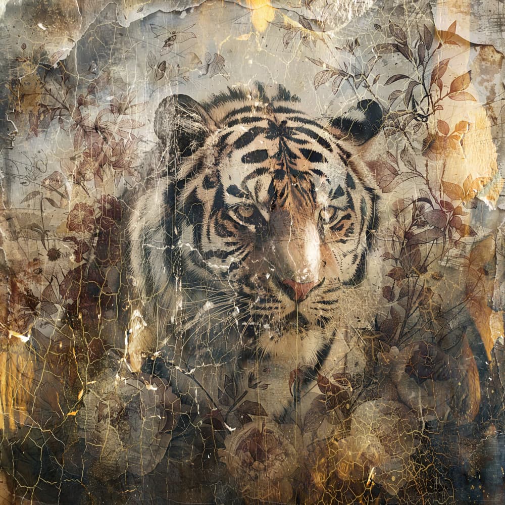 Floral Animals Vintage Art Illustration 27 by Rafal Kulik — canvas wall art