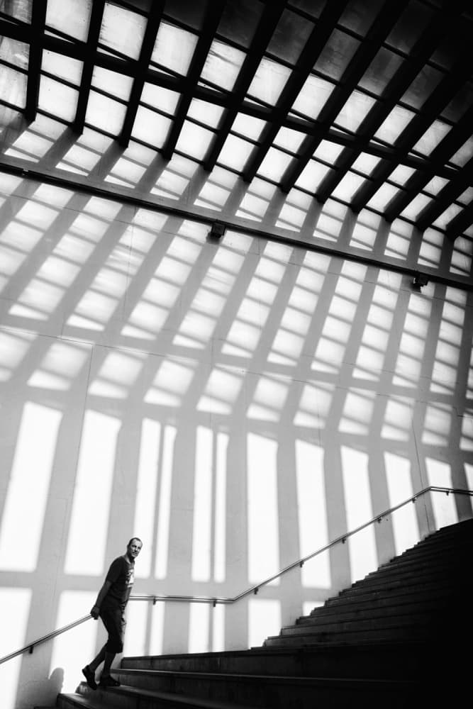 Geometric Light and Shadow Ascent by Laura Mexia — canvas wall art