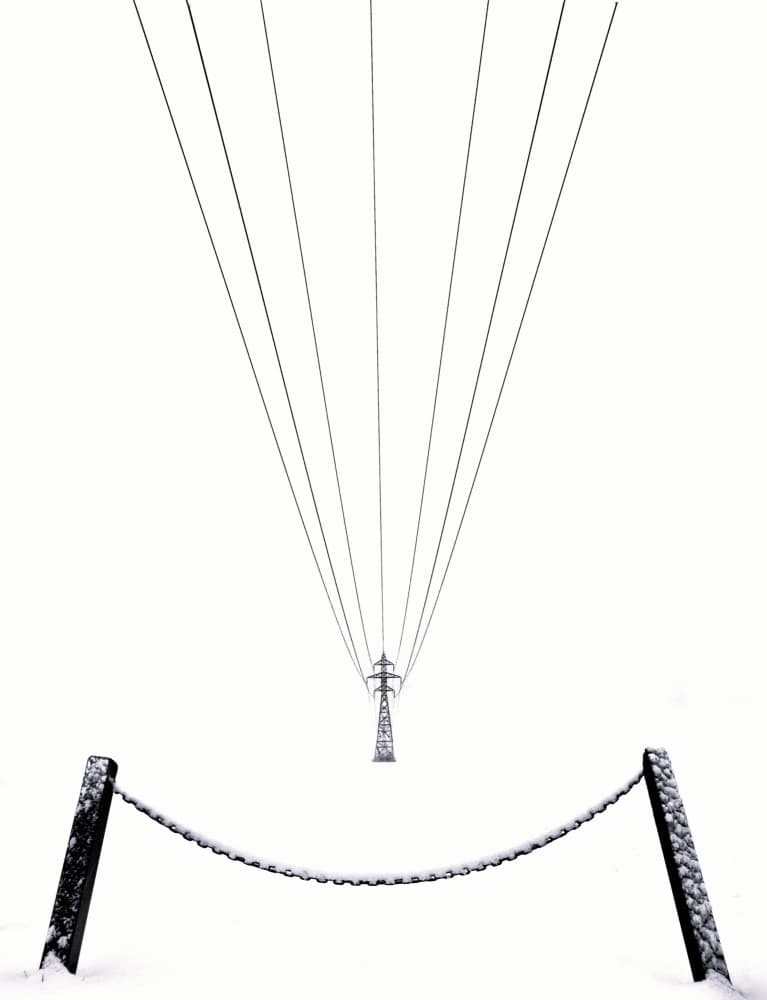 Snowy Power Pylon Arch by Jasmine Zhang — canvas wall art