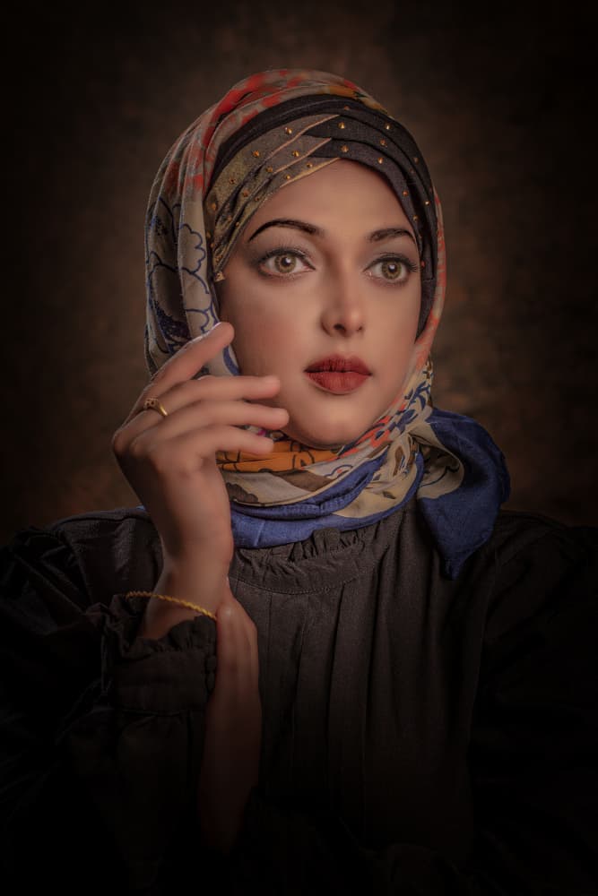 Elegant Woman in Hijab by DEBASISH CHATTOPADHYAY — canvas wall art