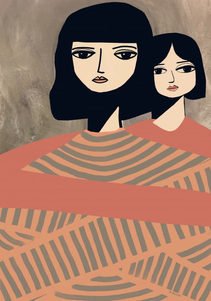 Two Women Serene Gaze by Sharyn Bursic — canvas wall art