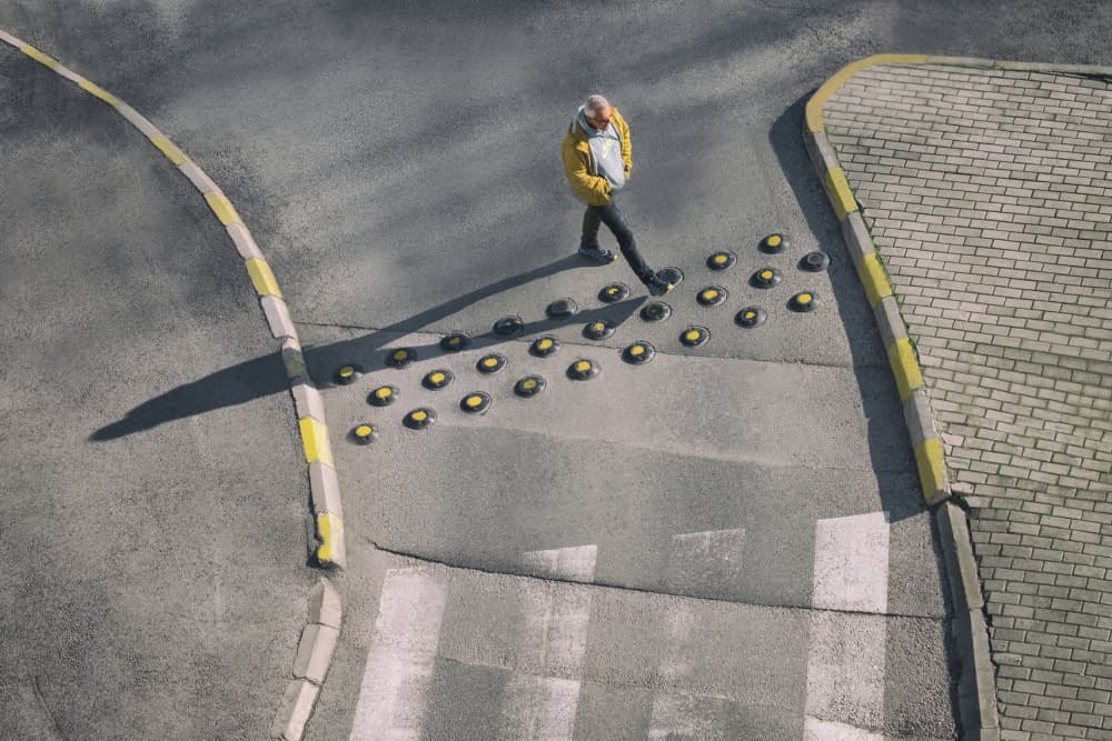 Man Walking Crosswalk by Anita Palceska — canvas wall art