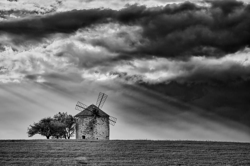 Dramatic Windmill Landscape by Radek Pohnan — canvas wall art
