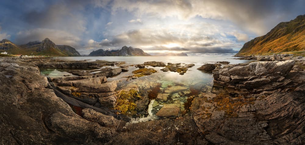 Fjord Tide Pools Sunset by Martin Strouhal QEP — canvas wall art
