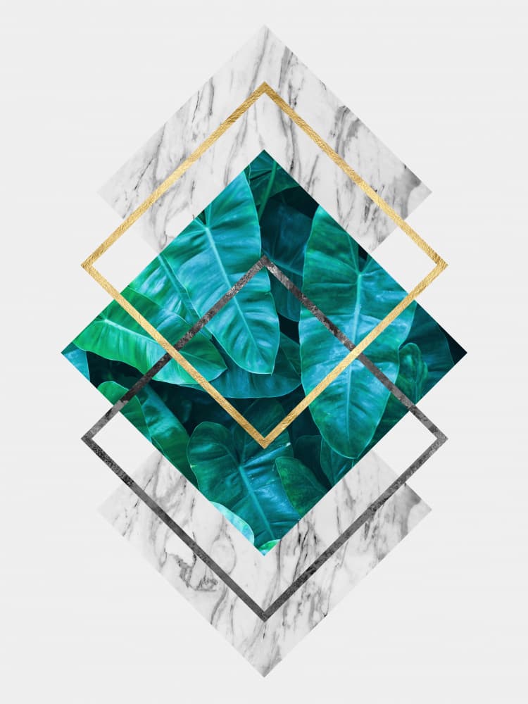 Gold Geometric Tropical Leaves by Vitor Costa — canvas wall art