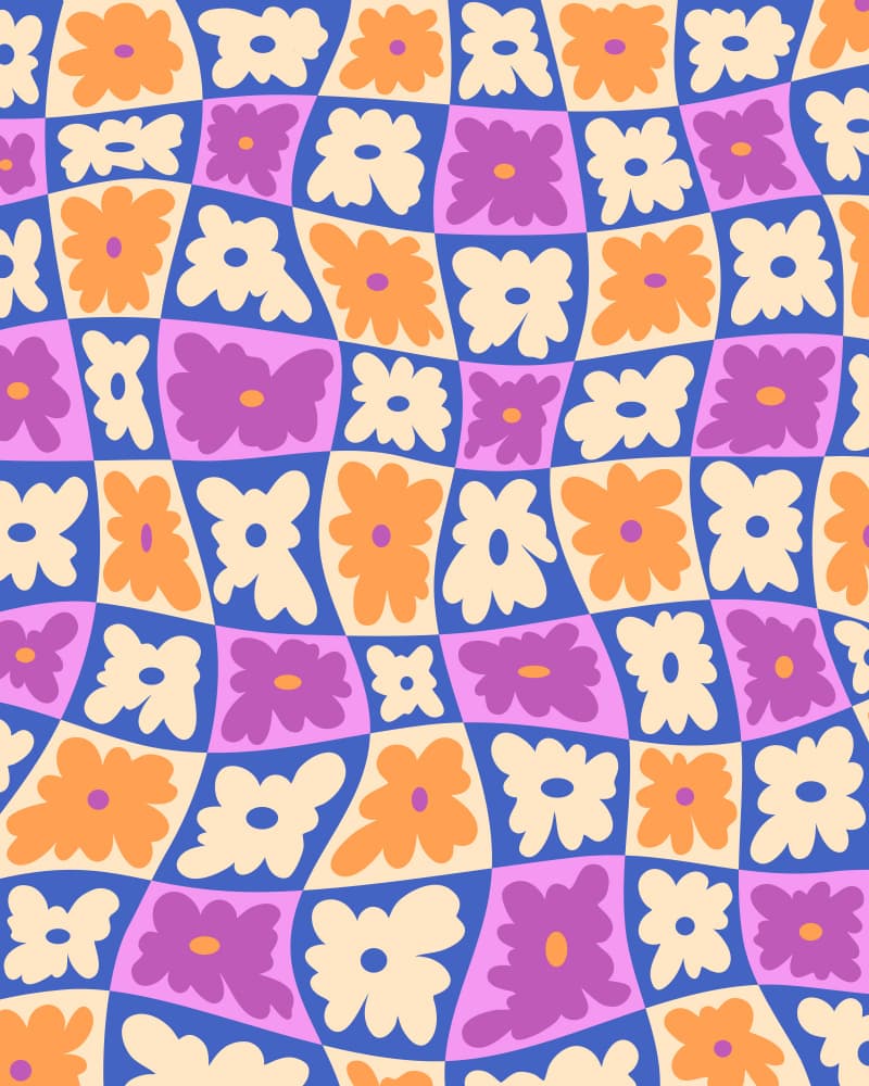 Groovy Floral Squares by Kintsugi99 — canvas wall art
