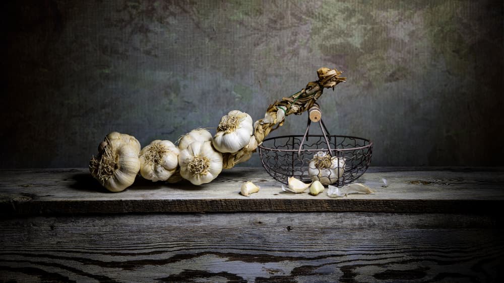 Rustic Garlic Still Life by Felice Angelino — canvas wall art