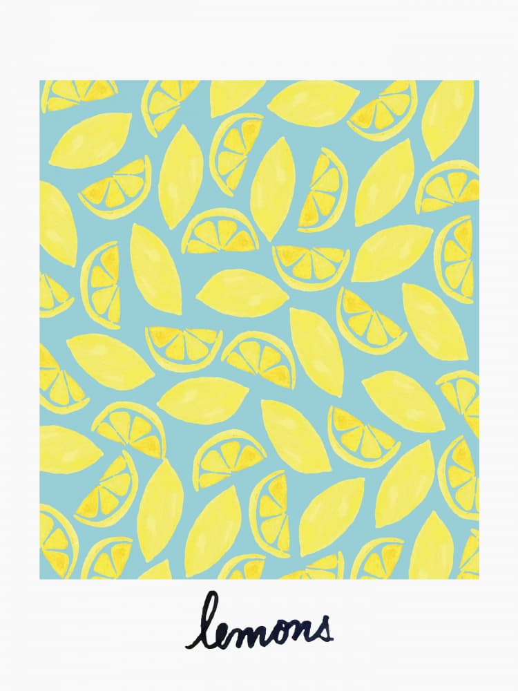 Sunny Lemon Pattern by Elizabeth C — canvas wall art