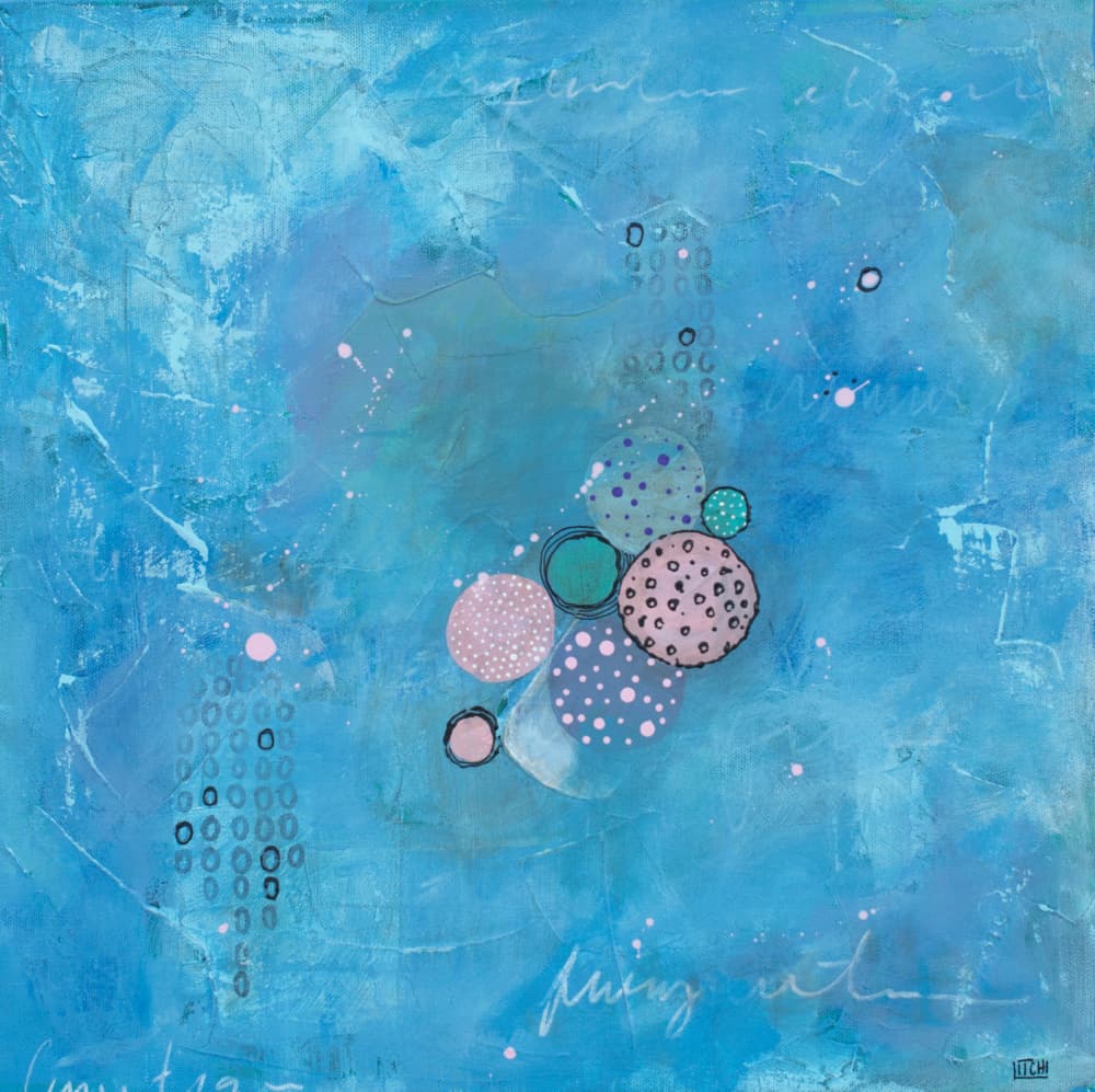 Modern Aqua Circles by Lillian Christiansson — canvas wall art