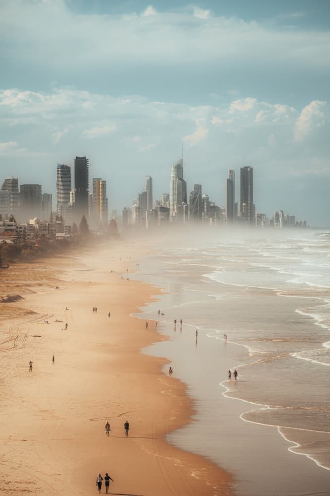 Misty Urban Coast by Ruochen Shen — canvas wall art