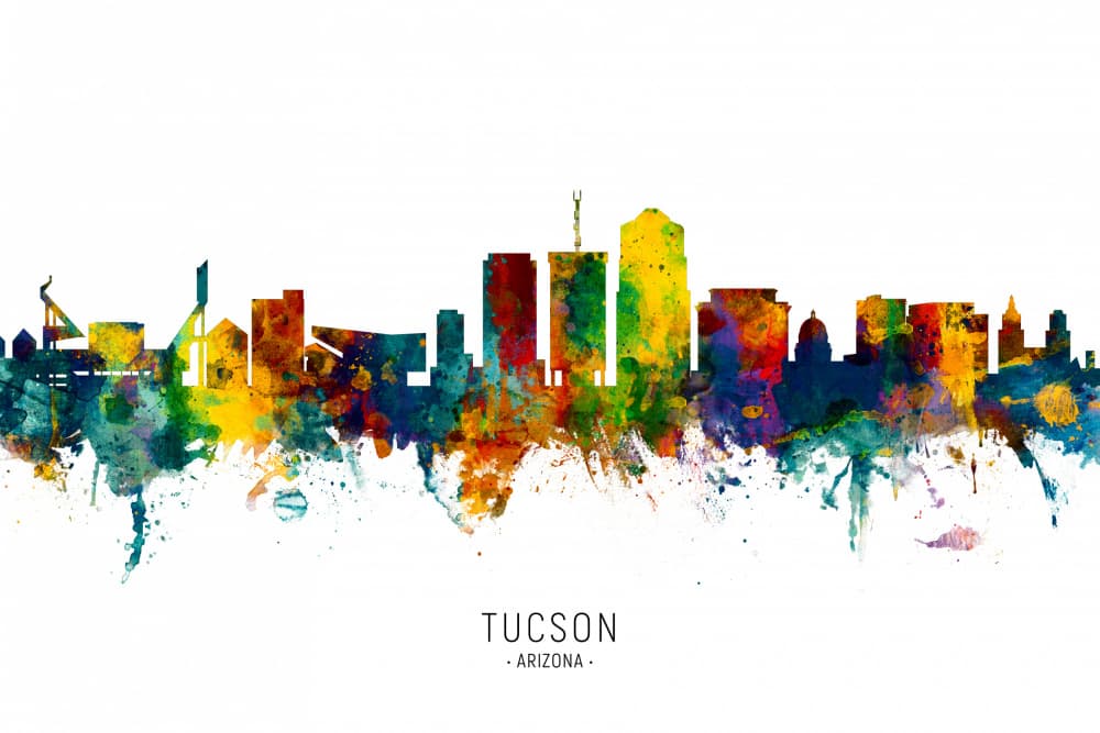 Vibrant Tucson Skyline by Michael Tompsett — canvas wall art