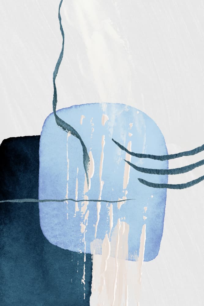 Serene Blue Abstract Shapes by Sally Ann Moss — canvas wall art