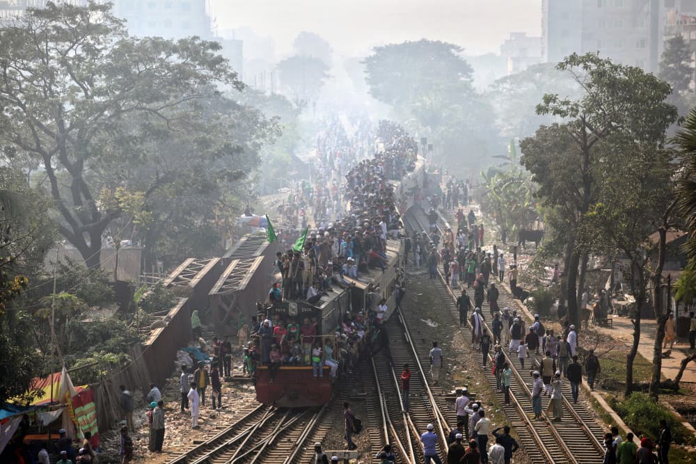Crowded Train Journey by Garik — canvas wall art
