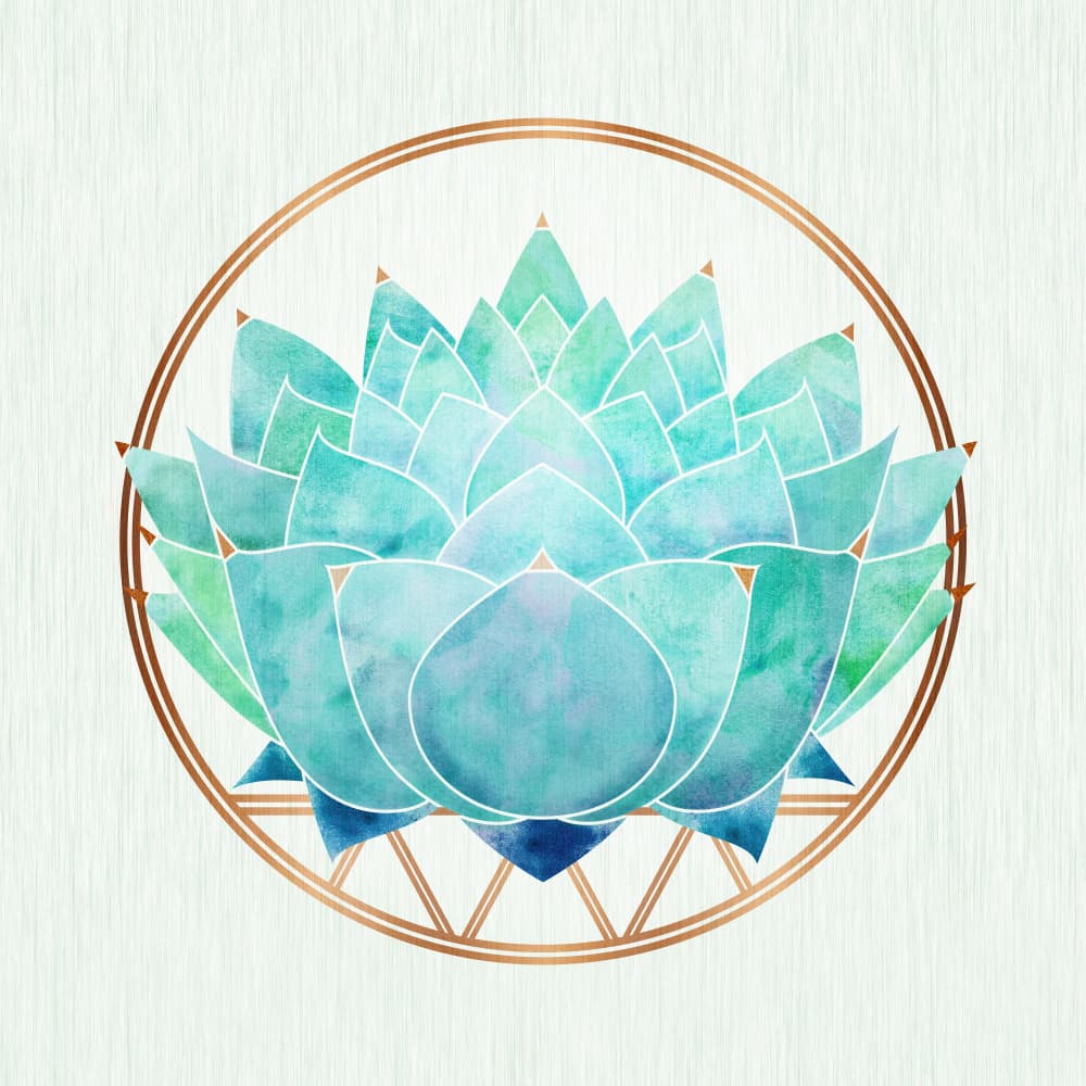 Zen Teal Lotus by Kristian Gallagher — canvas wall art