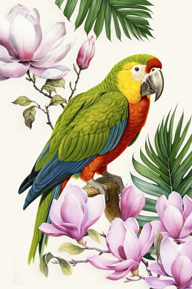 Colorful Parrot Floral Bloom by Andrea Haase — canvas wall art