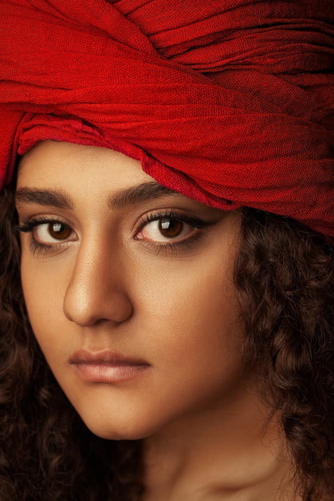 Red Turban Portrait by Mehdi Mokhtari — canvas wall art