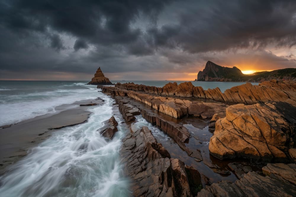 Dramatic Coastal Sunset by Giuseppe Satriani — canvas wall art