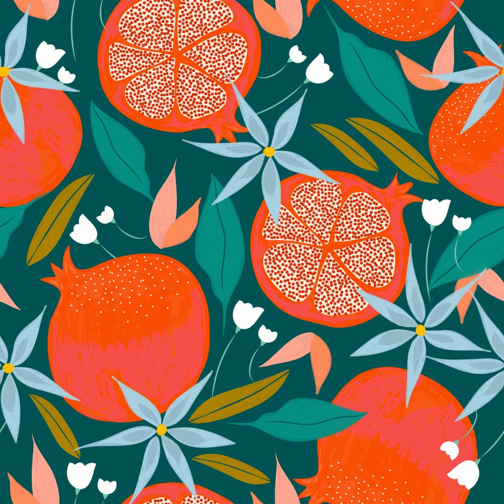 Vibrant Pomegranate Pattern by Uma Gokhale — canvas wall art