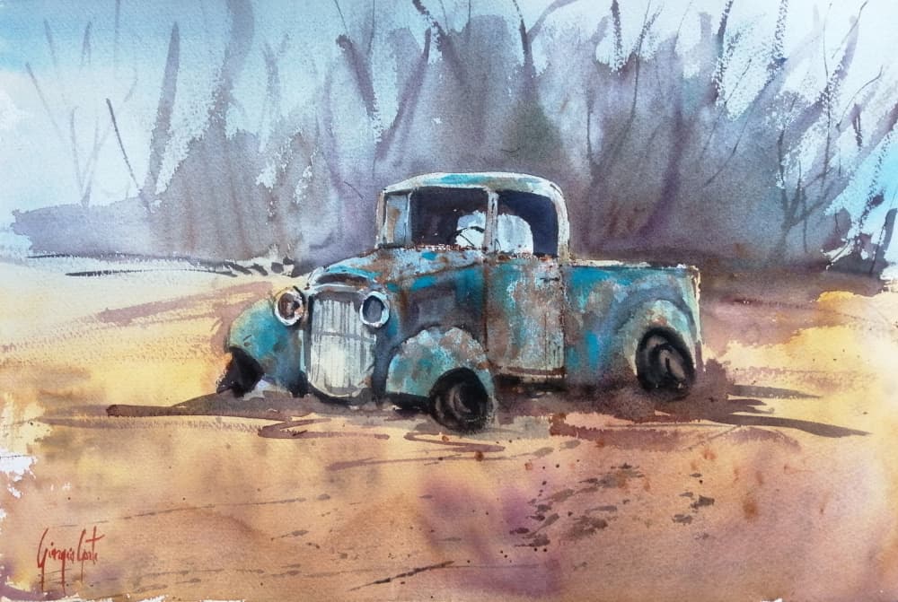 Rusty Blue Pickup Truck by Giorgio Gosti — canvas wall art