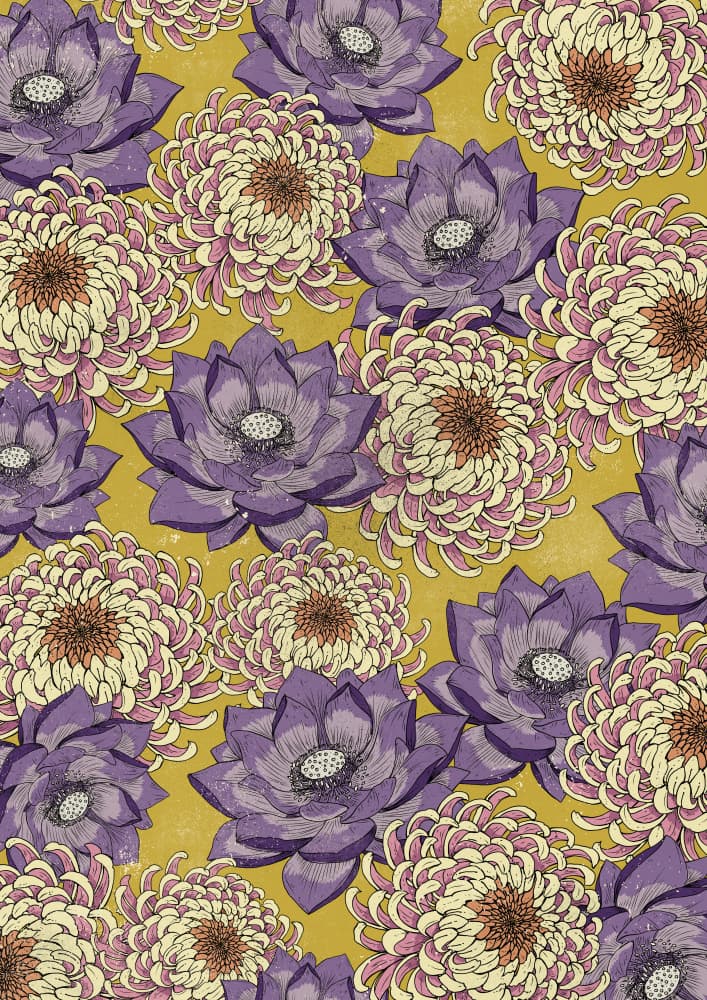 Purple Lotus Gold Bloom by Nicholas — canvas wall art