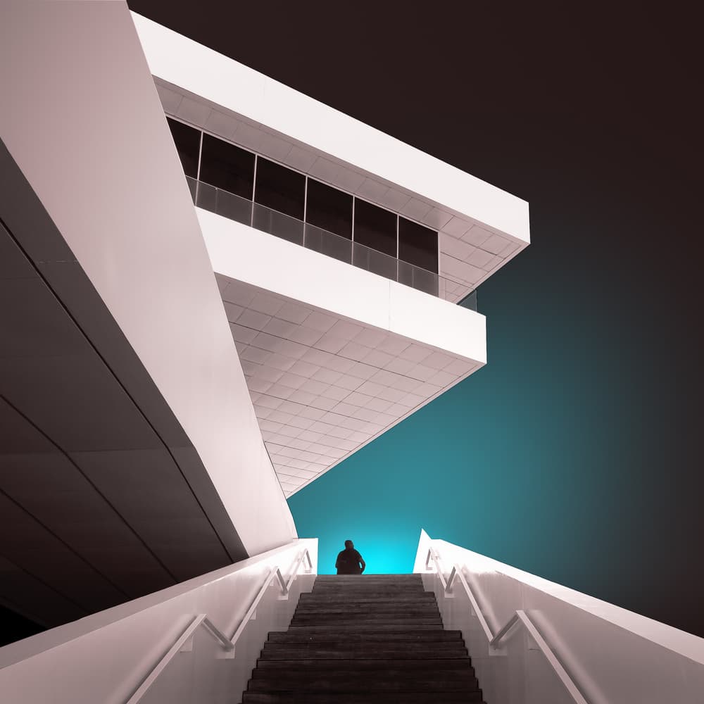 Solitary Figure Modern Architecture by Marc Huybrighs — canvas wall art