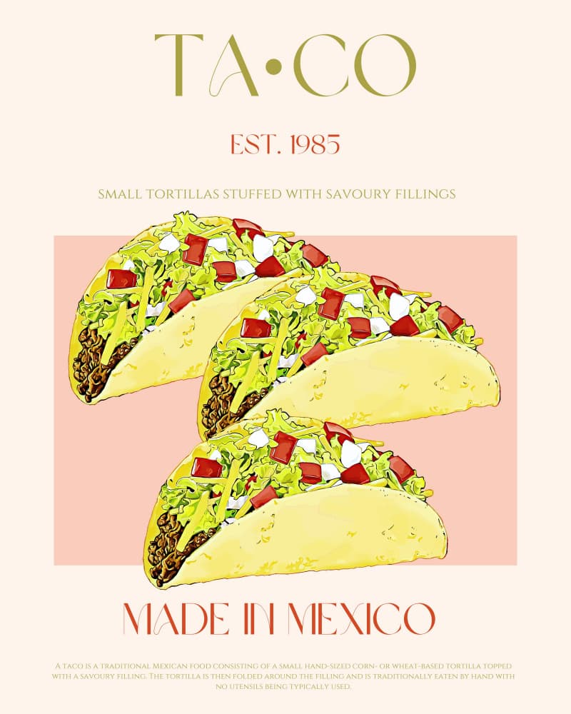 Mexican Tacos Illustration by Nazma Khokhar — canvas wall art