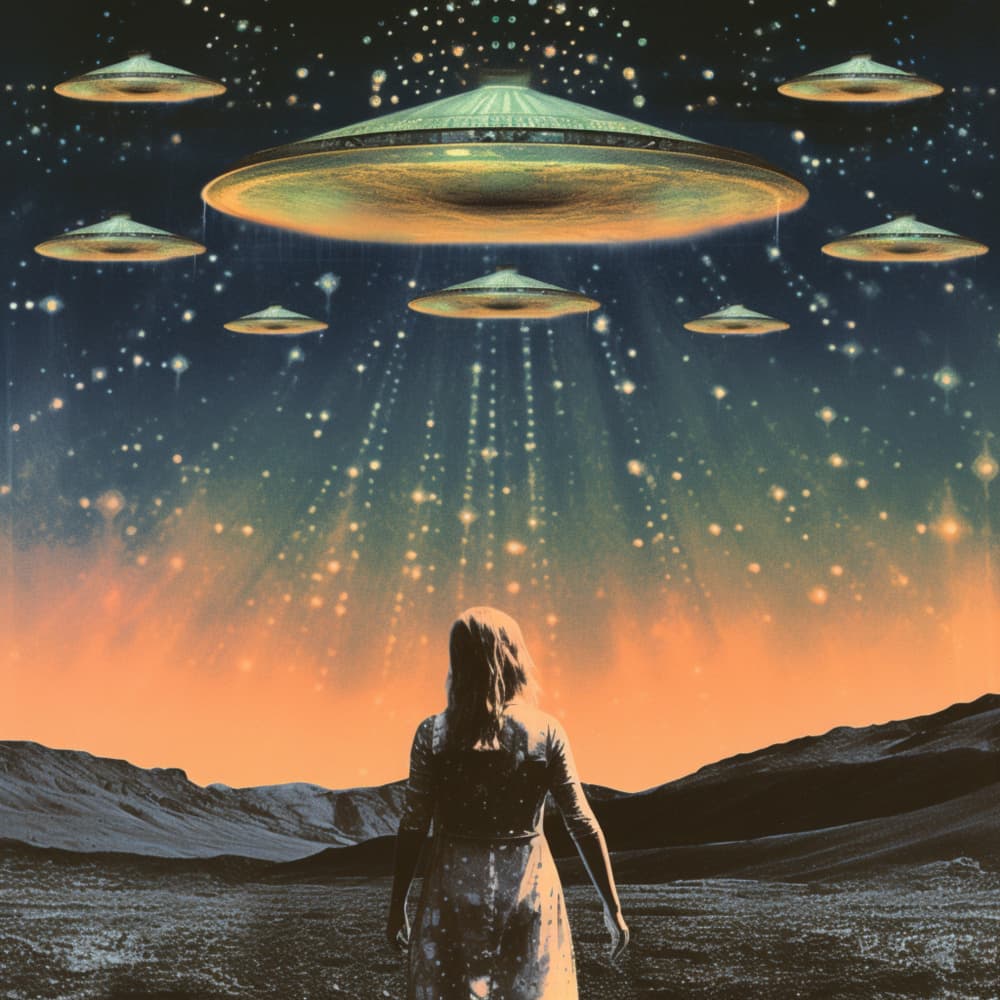 Mysterious UFO Night by Samantha Hearn — canvas wall art
