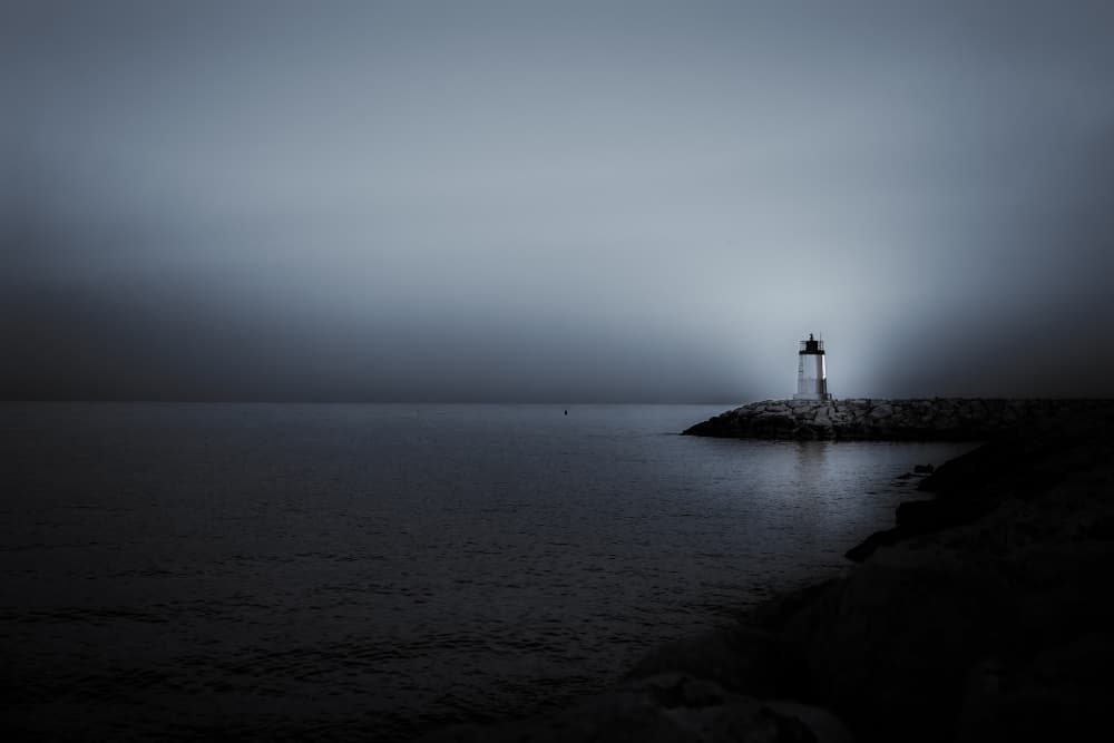 Misty Ocean Lighthouse by Michael — canvas wall art