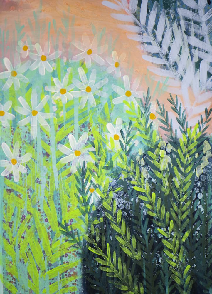 Vibrant Daisy Garden by Shelley Hampe — canvas wall art
