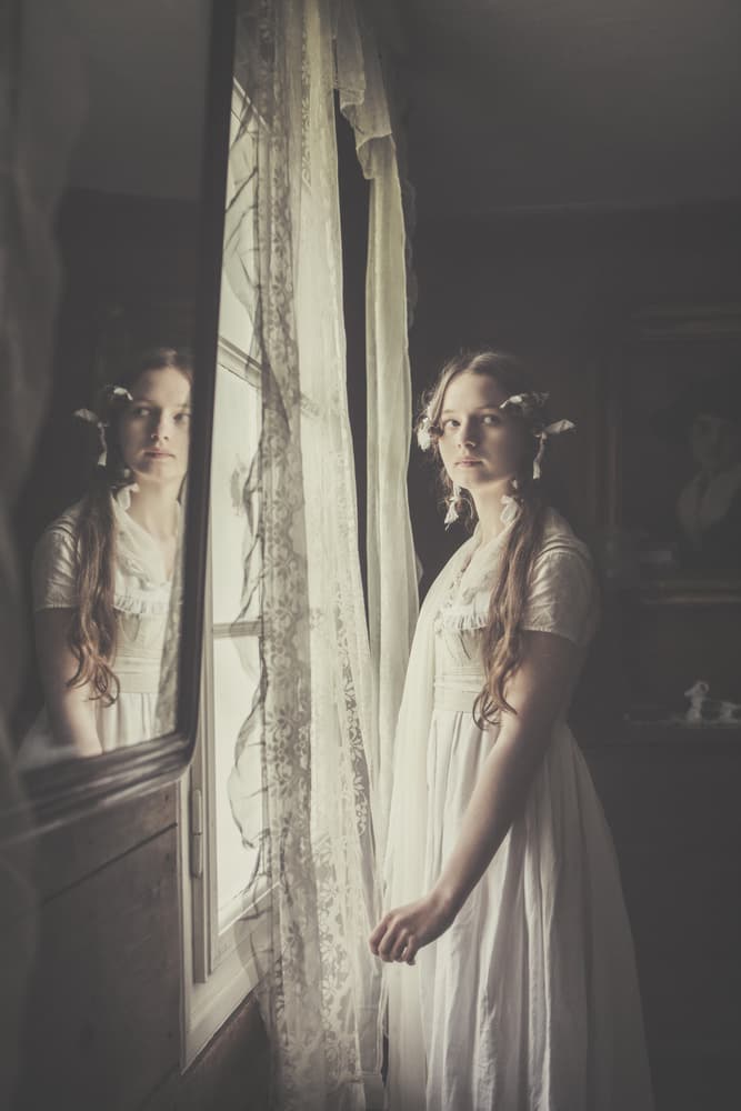 White Dress Reflection by Magdalena Russocka — canvas wall art