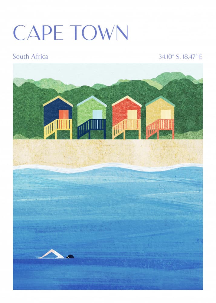 Cape Town Beach Huts by longwayhome — canvas wall art