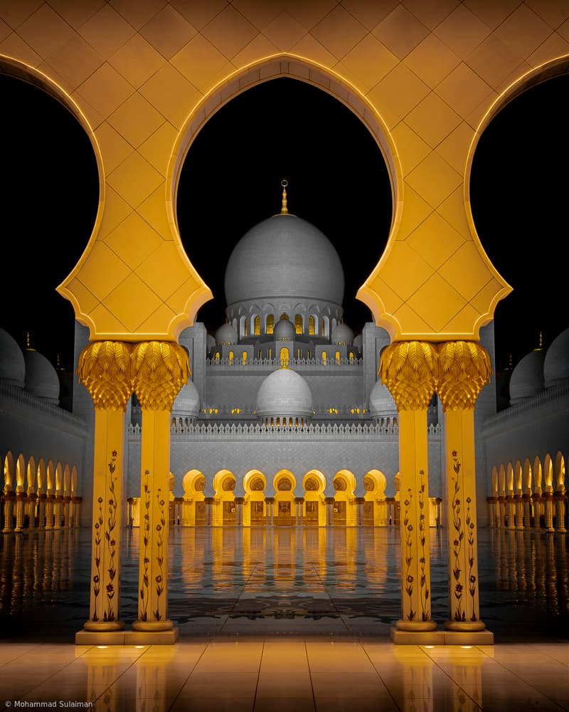 Grand Mosque Night Reflection by Mohammad Sulaiman — canvas wall art