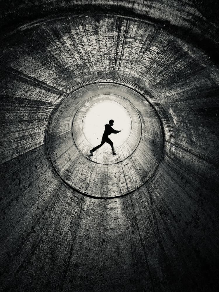 Tunnel Runner Silhouette by Wisam Hassan — canvas wall art
