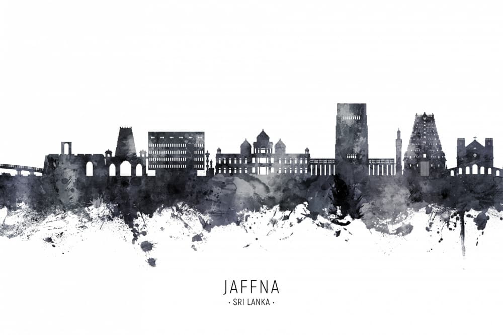 Watercolor Jaffna Skyline by Michael Tompsett — canvas wall art