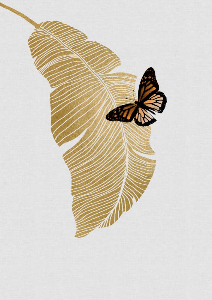 Golden Leaf Butterfly by Orara Studio — canvas wall art