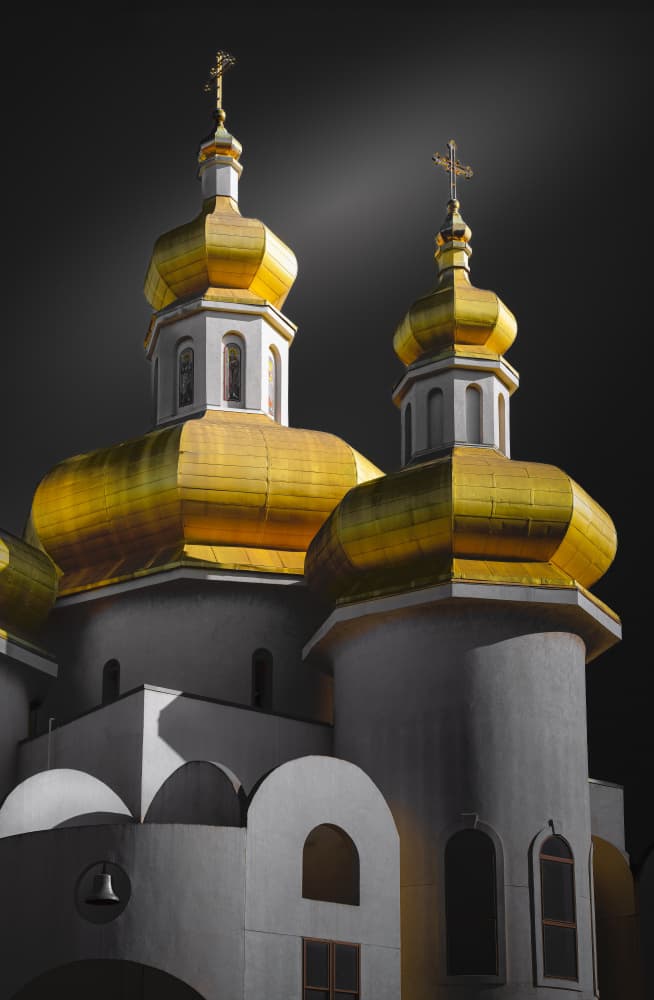 Golden Orthodox Domes by Catherine Wang — canvas wall art